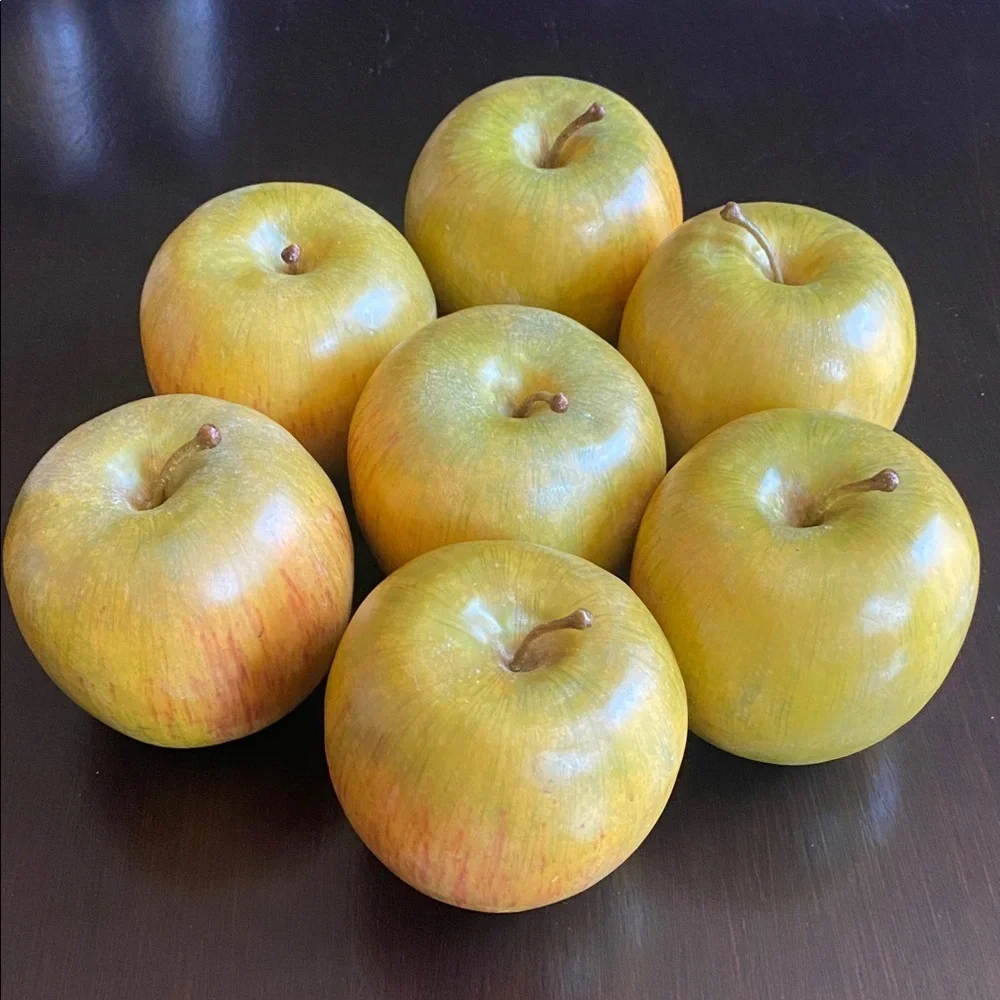 Set of 7 Faux Fruit-Apples. Green with Red. Realistic. - Picture 2 of 8